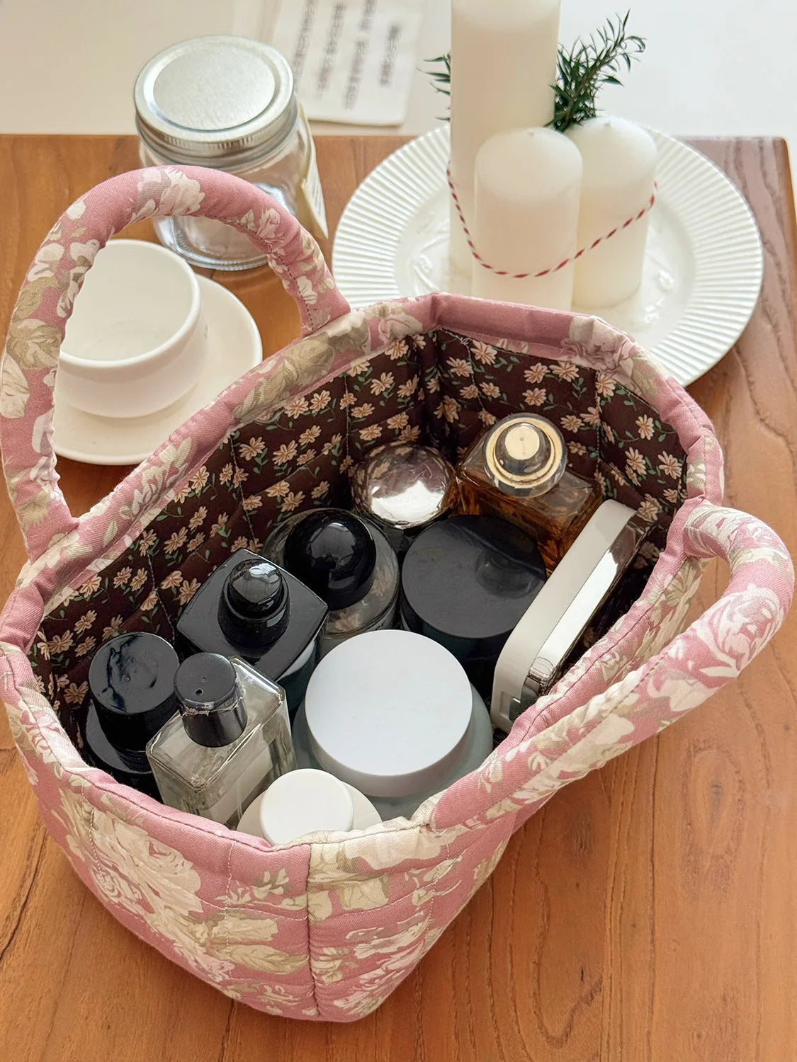 Vintage Flower Foldable Storage Basket with Handle | 2 Sizes Storage Basket SWANS