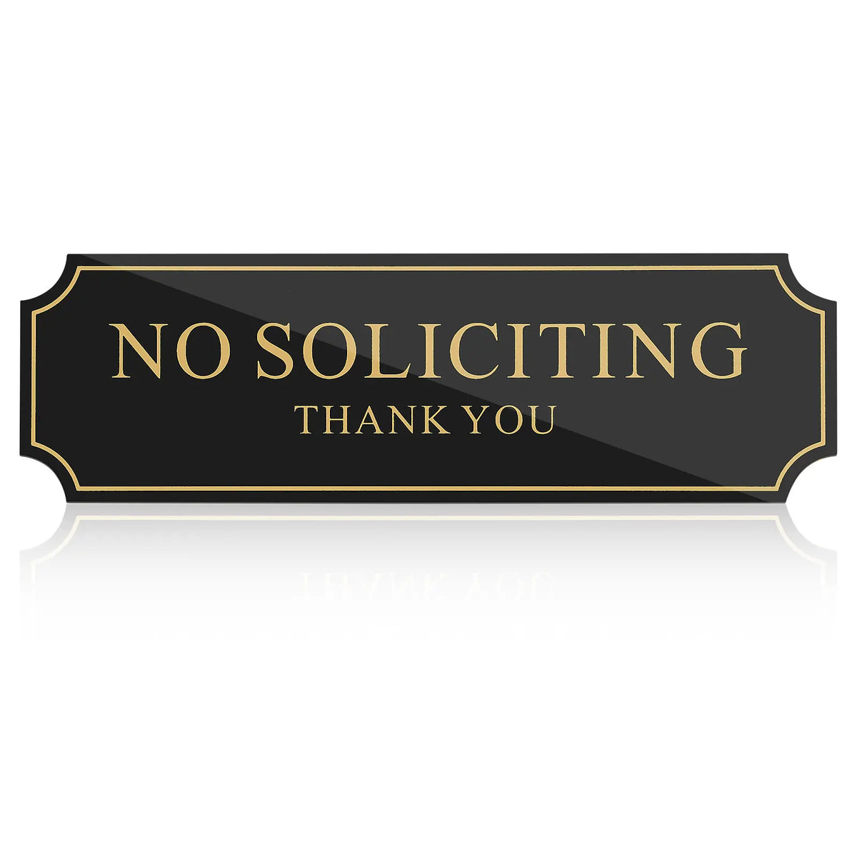 Black Acrylic No Soliciting Sign – Waterproof Self-Adhesive Plaque Door Sign Plaque SWANS CN
