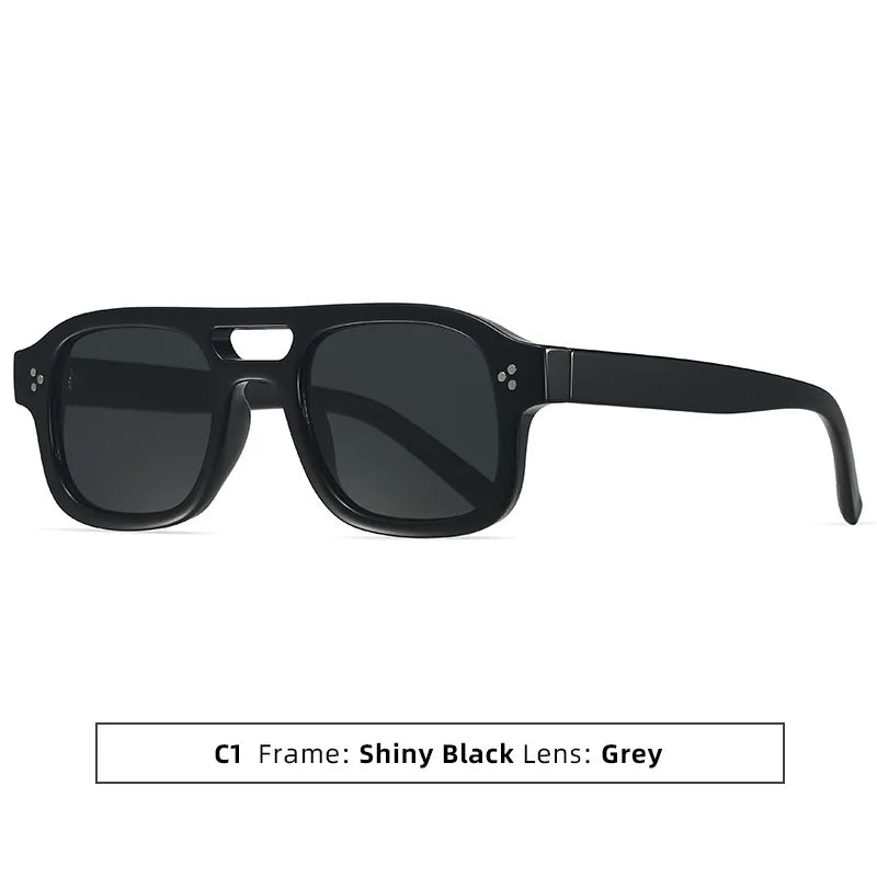 TOYEARN Y2K Square Pilot Sunglasses – Unisex Vintage Punk Square Sunglasses SWANS Black Black As the picture