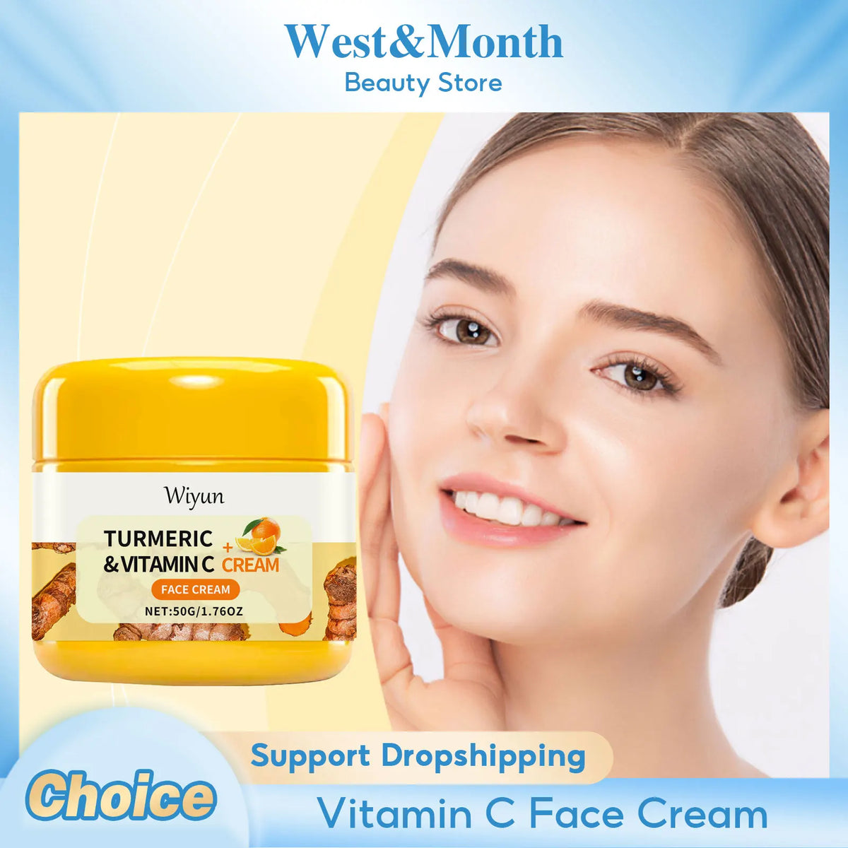 WIYUN Turmeric Vitamin C Brightening Facial Cream 50g Brightening Face Cream SWANS