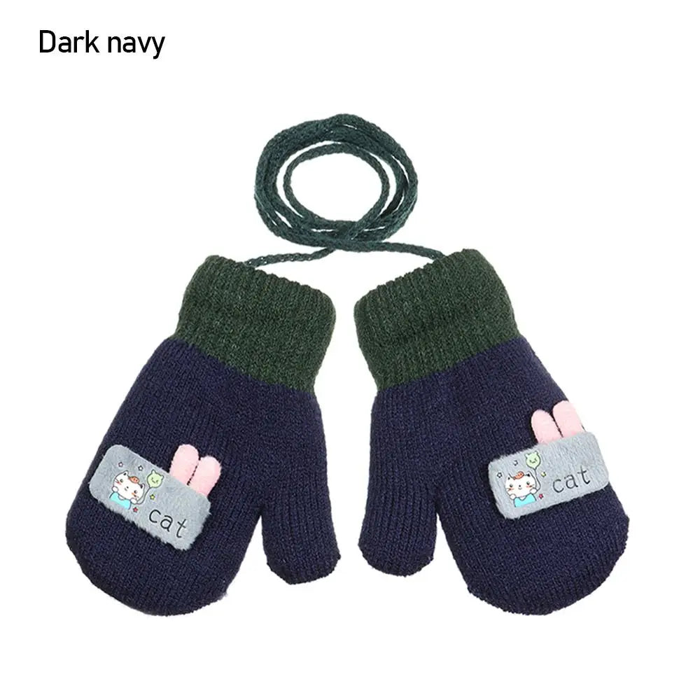 Kids Winter Knitted Mittens – Warm Toddler Gloves Ages 1–6 Kids Winter Mittens SWANS dark navy
