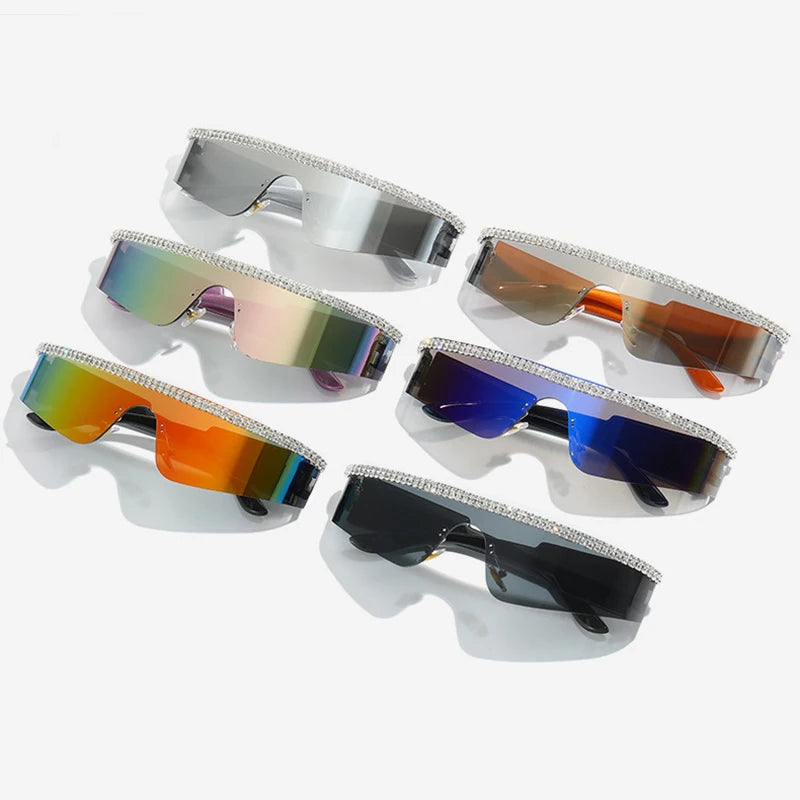 TOYEARN Rimless Diamond Sunglasses UV400 Unisex Sport Shades Rimless Sunglasses SWANS