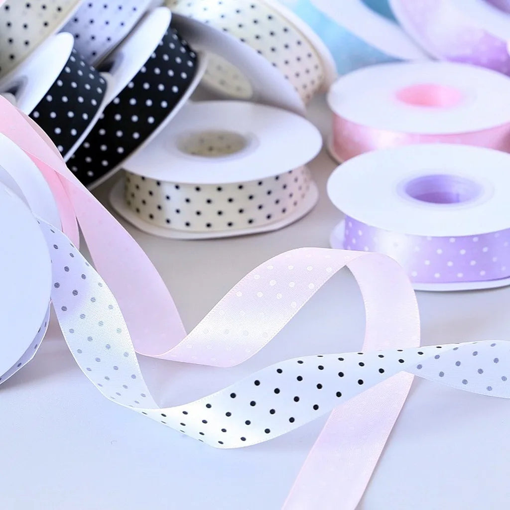 Polka Dot Polyester Craft Ribbon 2.5cm 25 Yards – DIY Bows Craft Ribbon SWANS