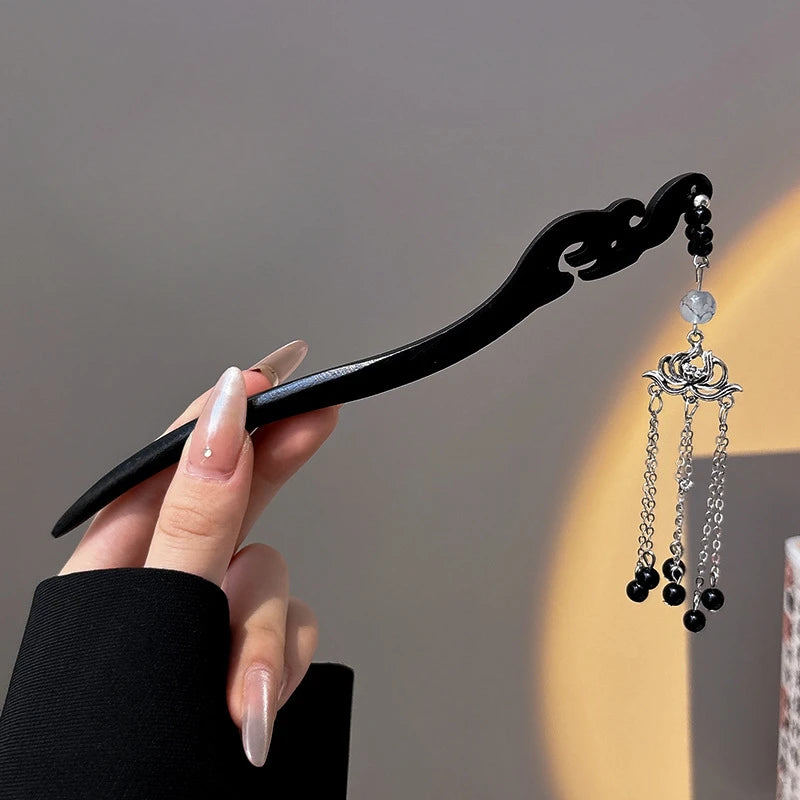 Wooden Hairpin Chinese Style Ruyi Tassel Hair Stick Hair Stick Accessory SWANS Style 5