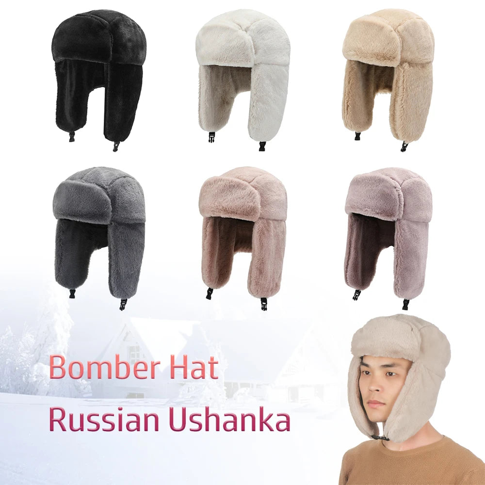 Windproof Russian Ushanka Bomber Hat – Unisex Winter Cap Winter Bomber Hat SWANS