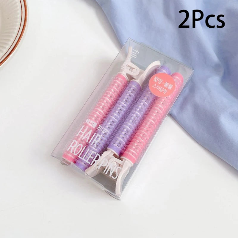 Candy Color Self-Grip No-Heat Hair Rollers | 1-2 Pack Hair Styling Rollers SWANS 2Pcs Purple pink
