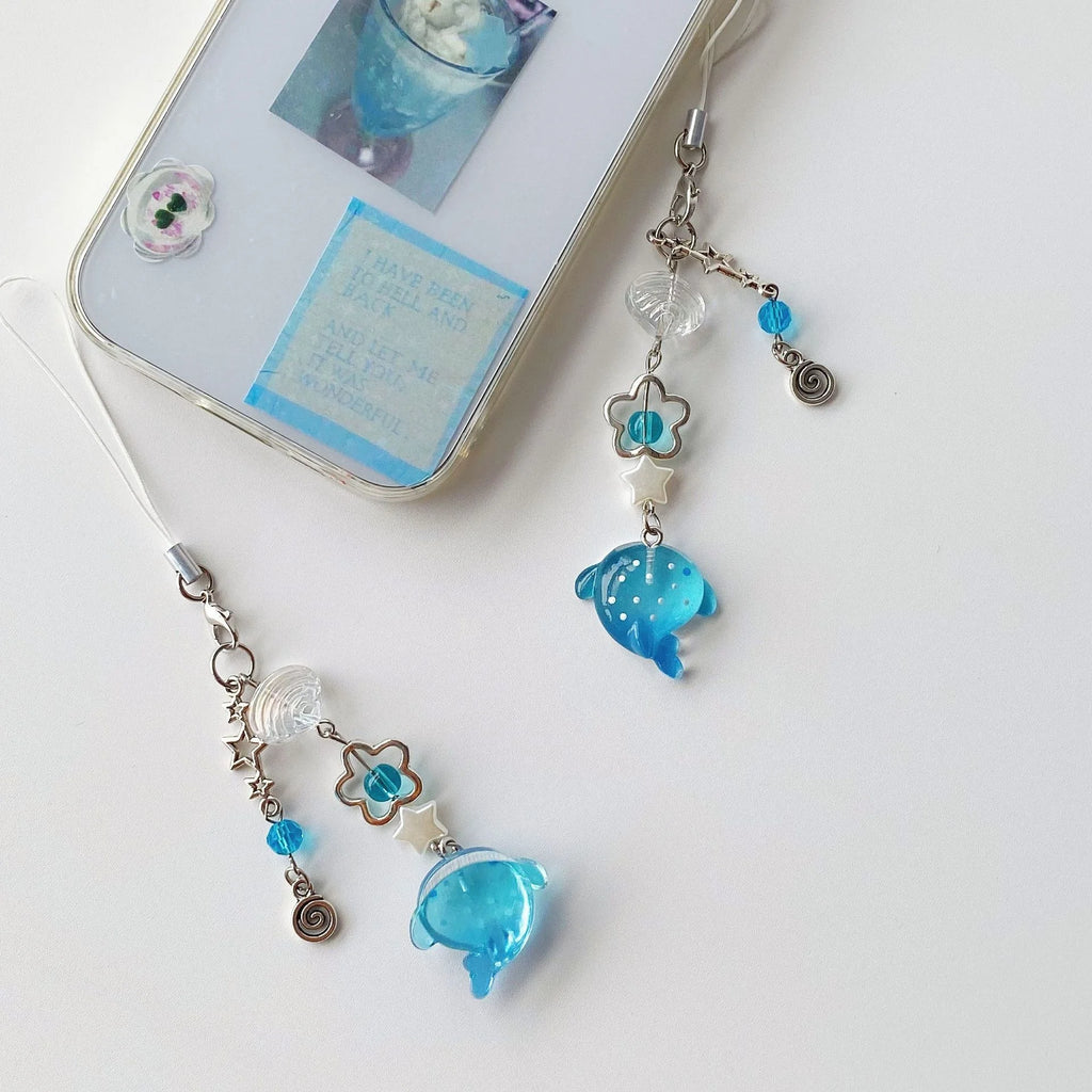 Y2K Shark Beaded Keychain – Ocean Phone Chain & Bag Charm Novelty Keychain SWANS