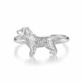 925 Sterling Silver Puppy Open Cuff Ring – Platinum Plated Sterling Silver Ring SWANS SCR952-E