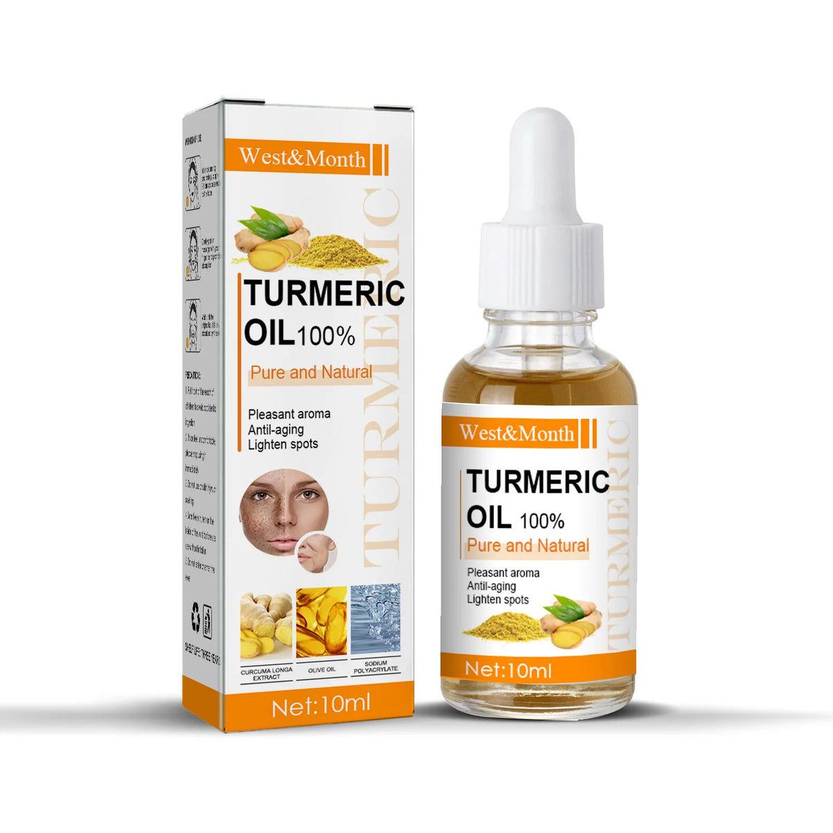 WEST MONTH Turmeric Facial Serum Oil – Brighten & Firm Skin Facial Serum Oil SWANS 10ml boxed China Mainland