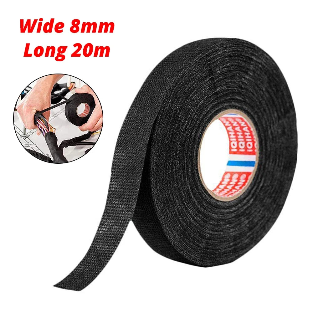 HVIERO Flame Retardant Harness Tape – 15M/20M Car Wiring Automotive Harness Tape SWANS Wide-8mm Long-20M