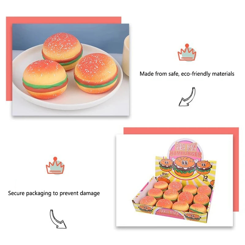 Burger Slow Rising Squishy Toy – Fidget Squeeze Ball Squishy Fidget Toy SWANS
