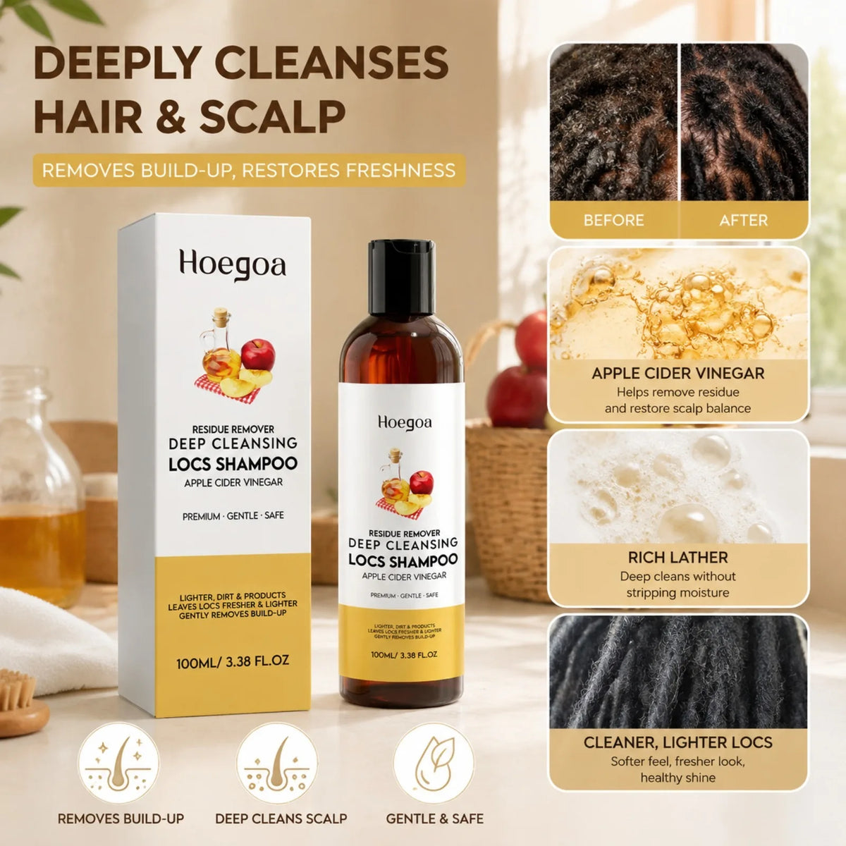 Apple Cider Vinegar Locs Shampoo – Deep Cleansing 100ml Locs Shampoo SWANS