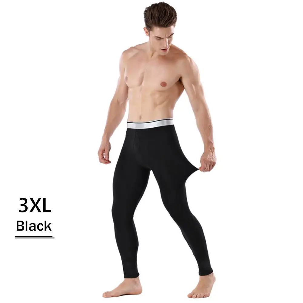 Men's Fleece Lined Thermal Long Johns Winter Base Layer Pants Thermal Long Johns SWANS Black-3XL