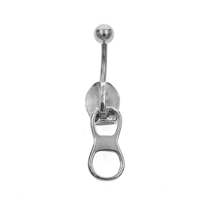 Punk Zipper Belly Button Ring – Stainless Steel Navel Piercing Belly Button Ring SWANS