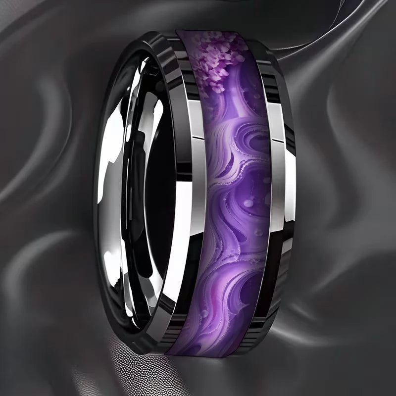 Starry Night Stainless Steel Unisex Black Ring | Sizes 7–13 Fashion Ring SWANS