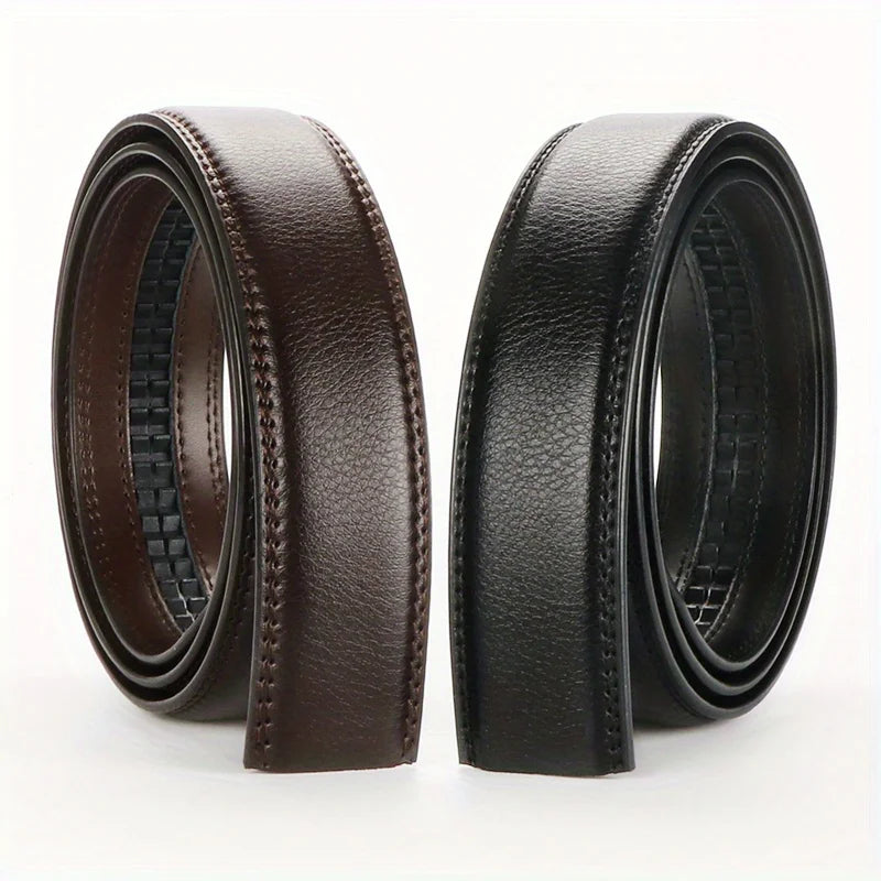 2-Pack Men's Split Leather Belts for Auto Buckle – Black & Brown Men's Leather Belt SWANS LZ Black-Brown 110cm-Fit 30in-36in