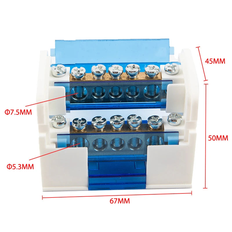 WKH207 Din Rail Terminal Block 500V 125A Power Distribution Terminal Block SWANS