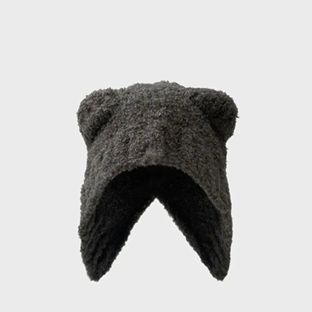 Bear Ear Knitted Beanie Hat – Cute Women's Winter Cap Knitted Beanie Hat SWANS grey