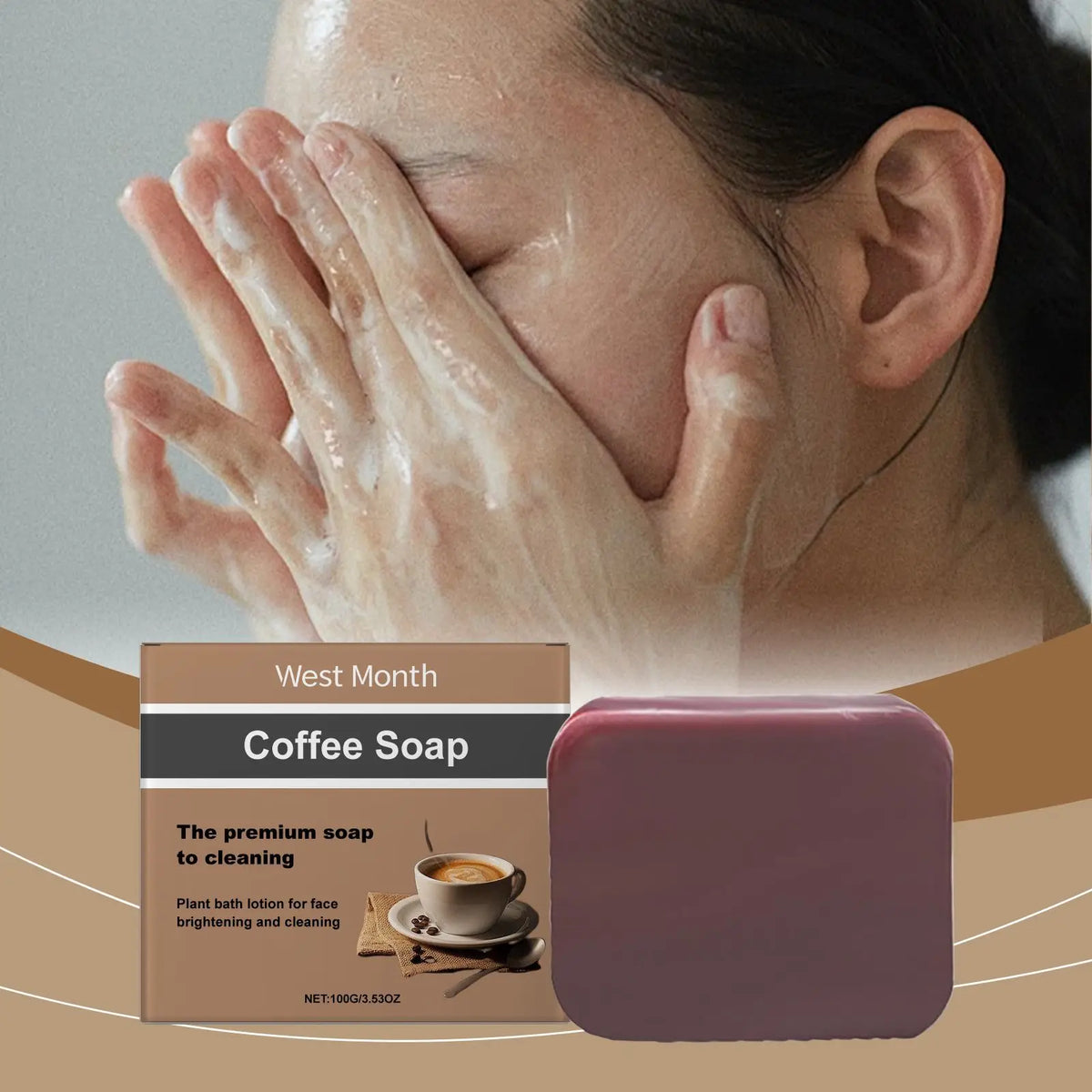 WEST MONTH Coffee Soap Bar – Brightening Deep Cleanse 100g Face & Body Soap SWANS