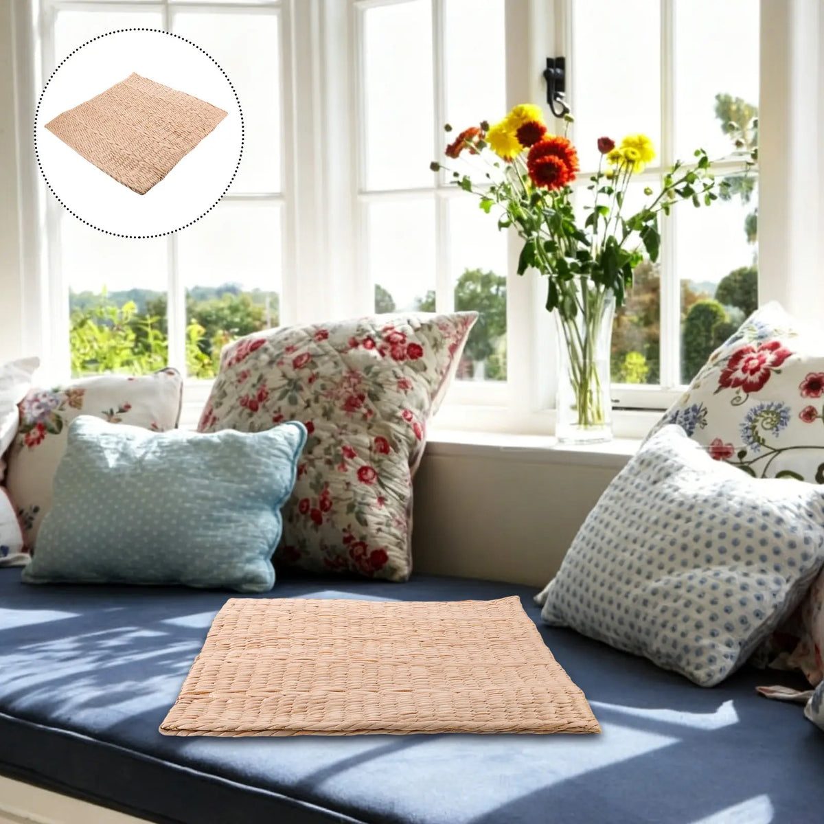 Handwoven Straw Tatami Floor Cushion – Yoga & Meditation Pad Tatami Floor Cushion SWANS Default Title