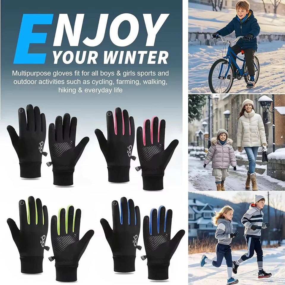 Kids Winter Touchscreen Thermal Gloves – Anti-Slip Fleece Kids Winter Gloves SWANS