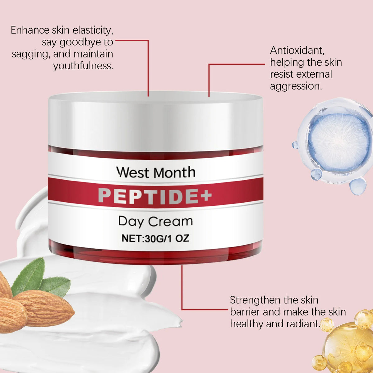 WEST MONTH Peptide Day Cream – Hydrating Firming Face Cream Peptide Face Cream SWANS