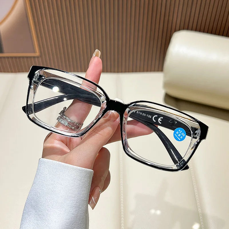 Vintage Square Anti Blue Light Reading Glasses +1.0–4.0 | TOYEARN Reading Glasses SWANS +300 Clear Black