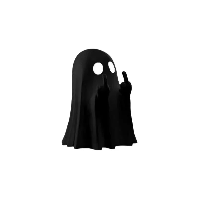 Middle Finger Ghost Statue – Funny Halloween Decor Figurine Halloween Figurine SWANS Black
