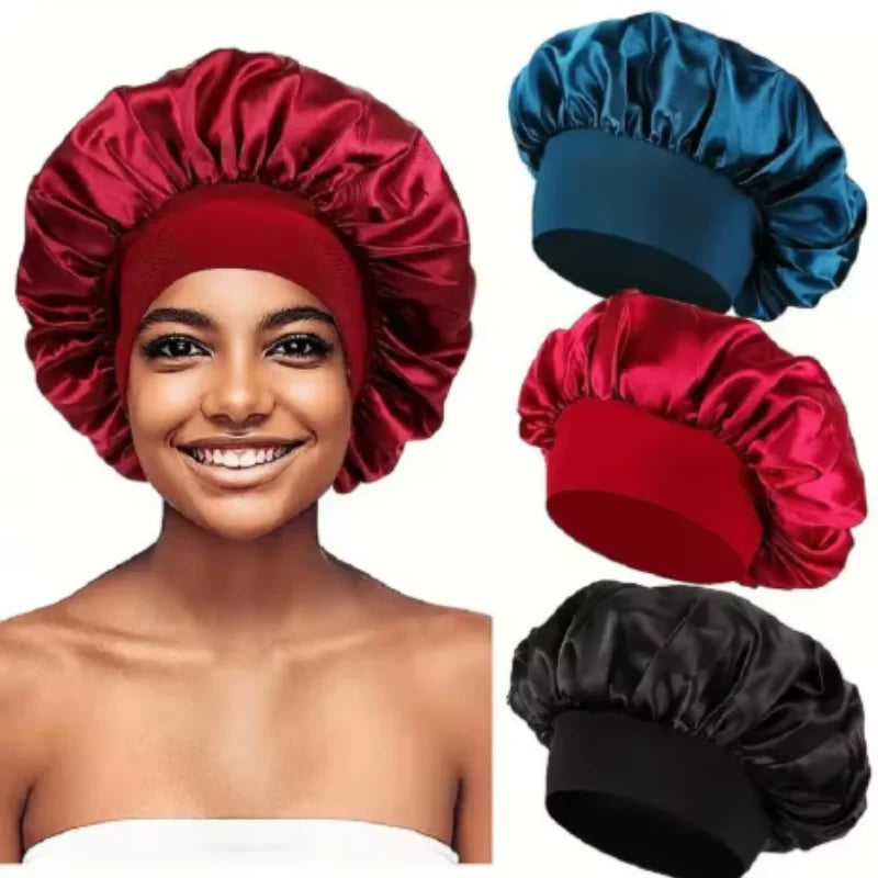 Satin Silk Sleep Bonnet Wide-Brim Elastic Hair Cap 1–10 Pack Satin Sleep Bonnet SWANS
