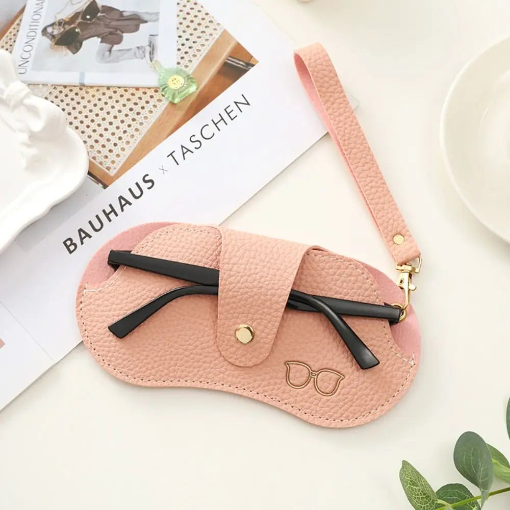 Leather Sunglasses Pouch – Lychee Pattern Case & Wrist Strap Eyewear Case SWANS