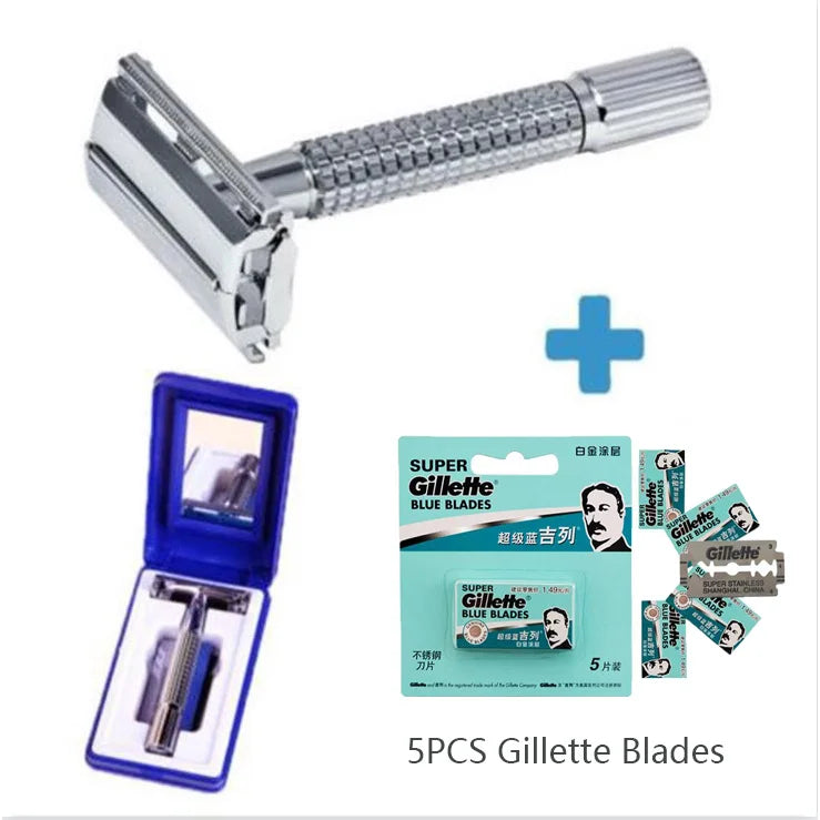 YUNCHi Butterfly Double Edge Safety Razor – Chrome Shaver Safety Razor SWANS WHITE