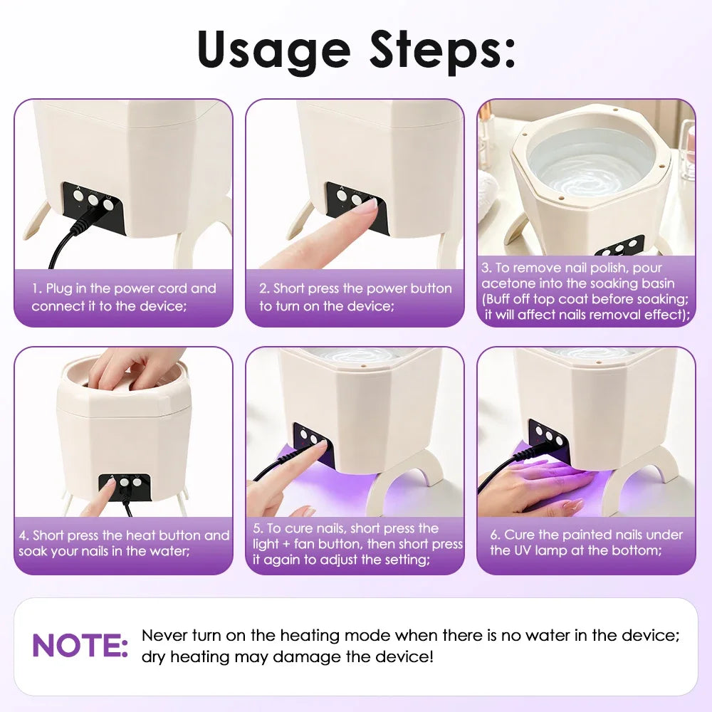 2-in-1 Heated Nail Polish Remover Bowl & UV LED Nail Dryer Nail Remover & Dryer SWANS