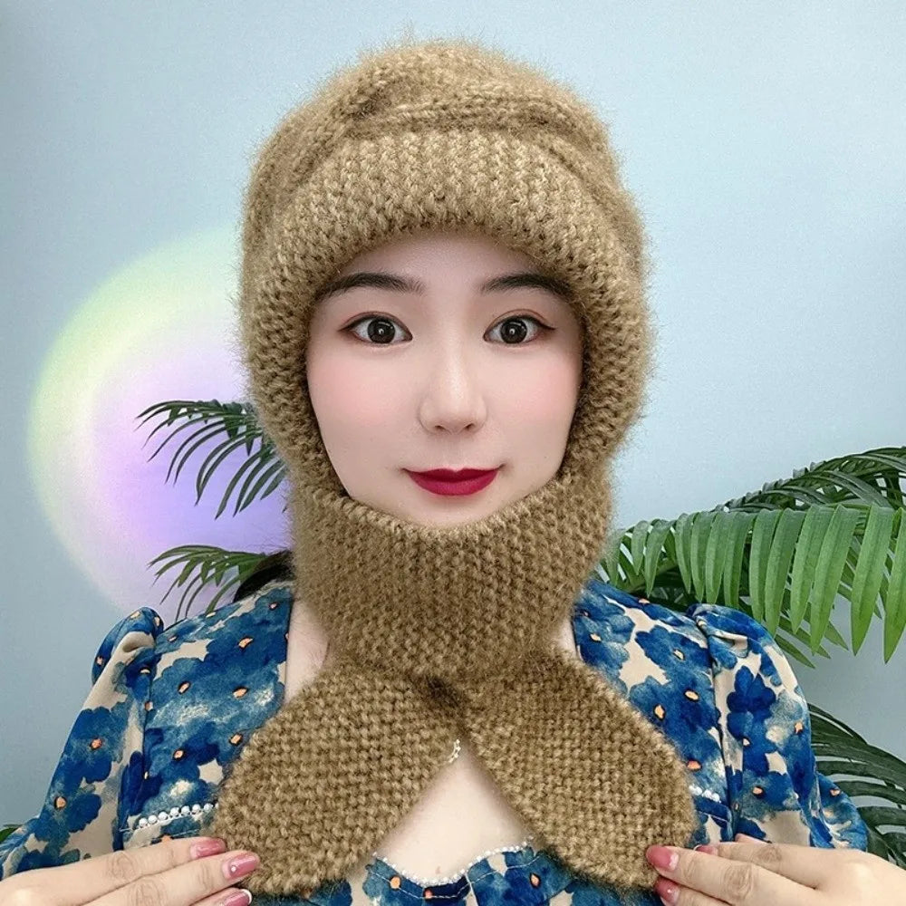 Women's 2-in-1 Hooded Scarf & Hat – Soft Faux Fur Winter Set Hooded Scarf Set SWANS