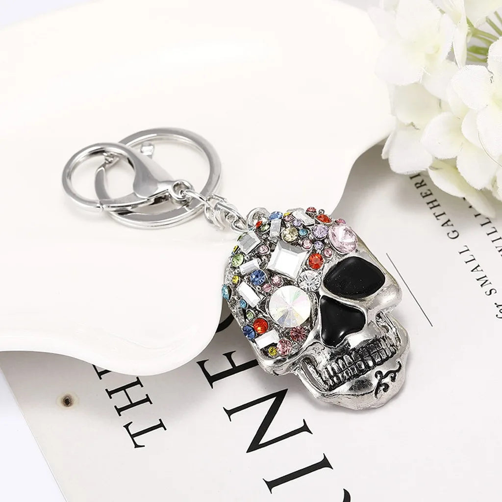 Rhinestone Skull Key Chain – Metal Bag Charm & Car Pendant Skull Bag Charm SWANS