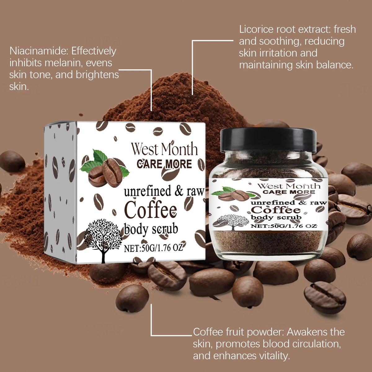 West&Month Exfoliating Body Scrub – Brighten & Smooth Skin Body Scrub SWANS