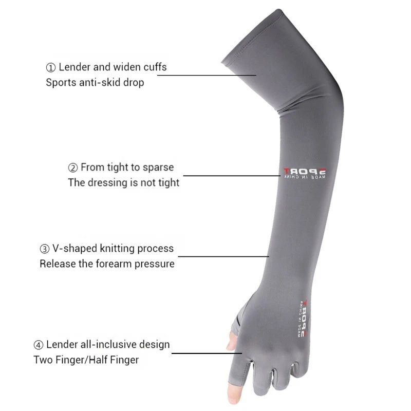 UPF 50+ Ice Silk Arm Sleeves – 5-Finger UV Cover for Outdoors UV Arm Sleeves SWANS