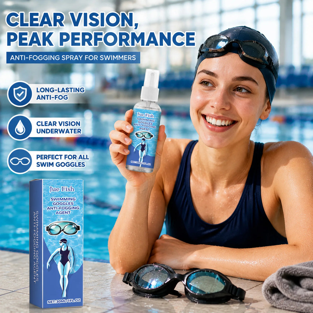 SWANS Anti-Fog Spray for Swim Goggles & Dive Masks 30ml Lens Defogger Spray SWANS