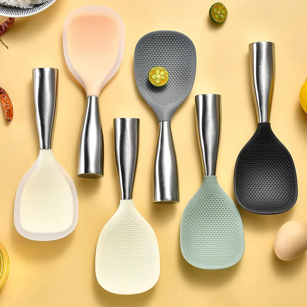 SWANS Silicone Rice Spoon – Non-Stick Stand-Up Serving Spoon Silicone Rice Spoon SWANS