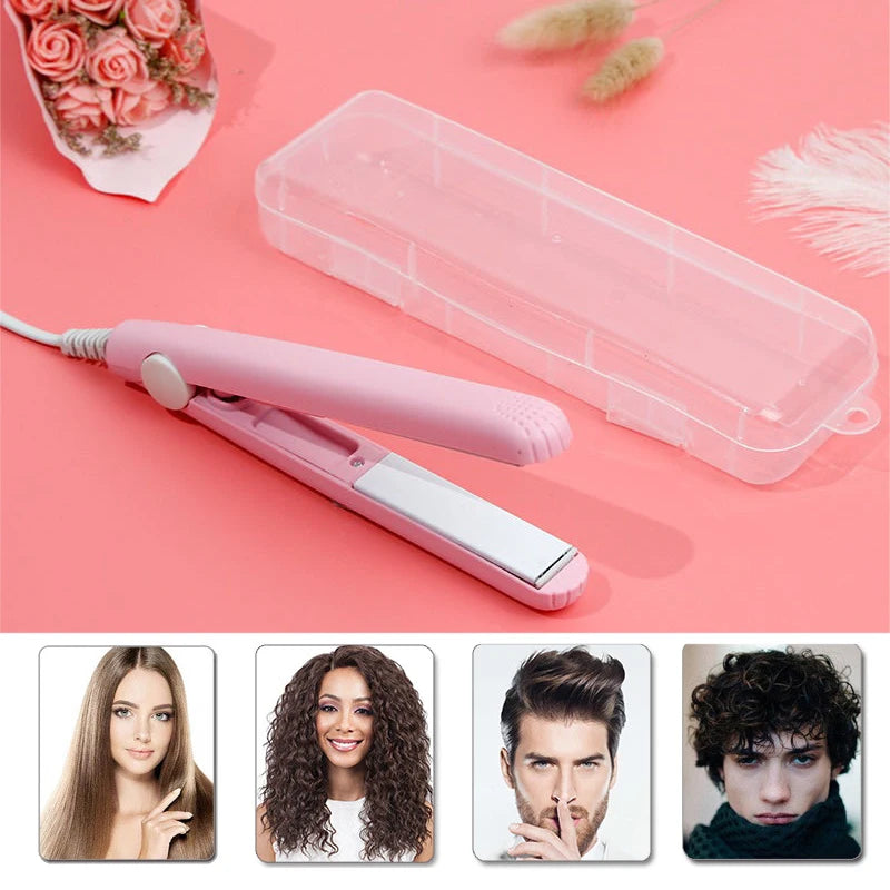 YIBER Mini Ceramic Hair Straightener & Curler | Travel Flat Iron Hair Straightener Curler SWANS