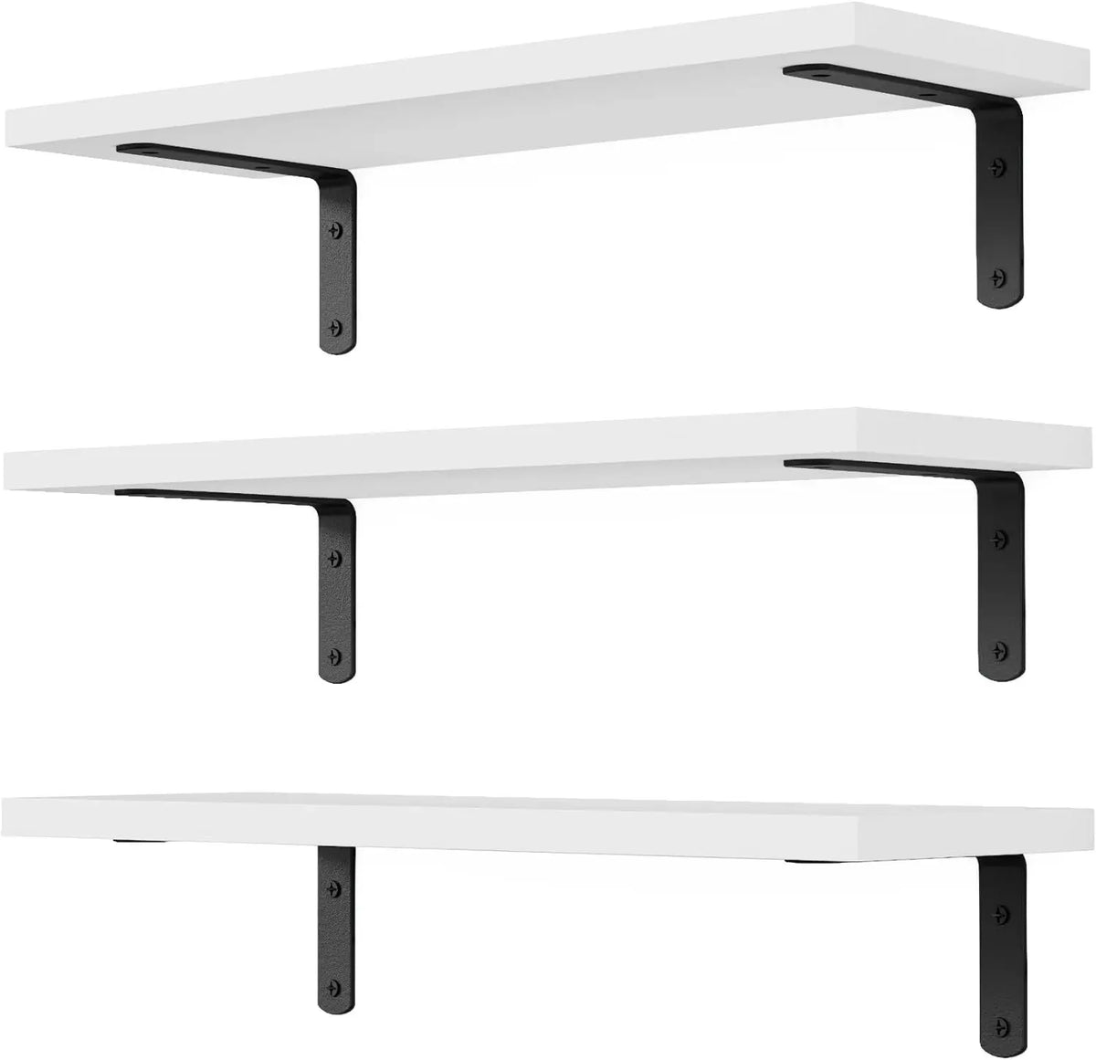 SWANS Wooden Wall Floating Shelves 2-Set – Home & Bathroom Floating Wall Shelves SWANS White
