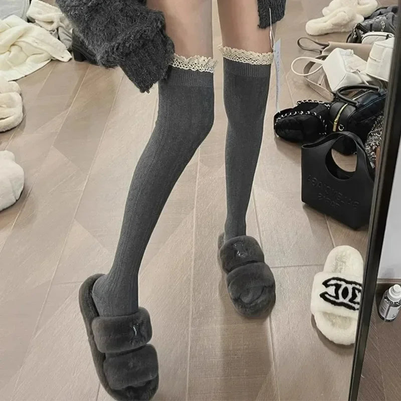 Lolita Lace-Up Thigh High Stockings – JK Over-Knee Socks Thigh High Stockings SWANS