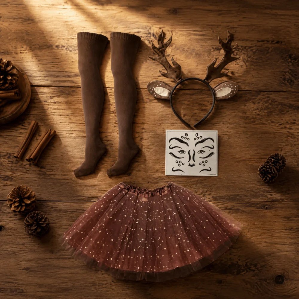Reindeer Deer Cosplay Kit – Antler Headband, Tutu Skirt Set Holiday Costume Set SWANS