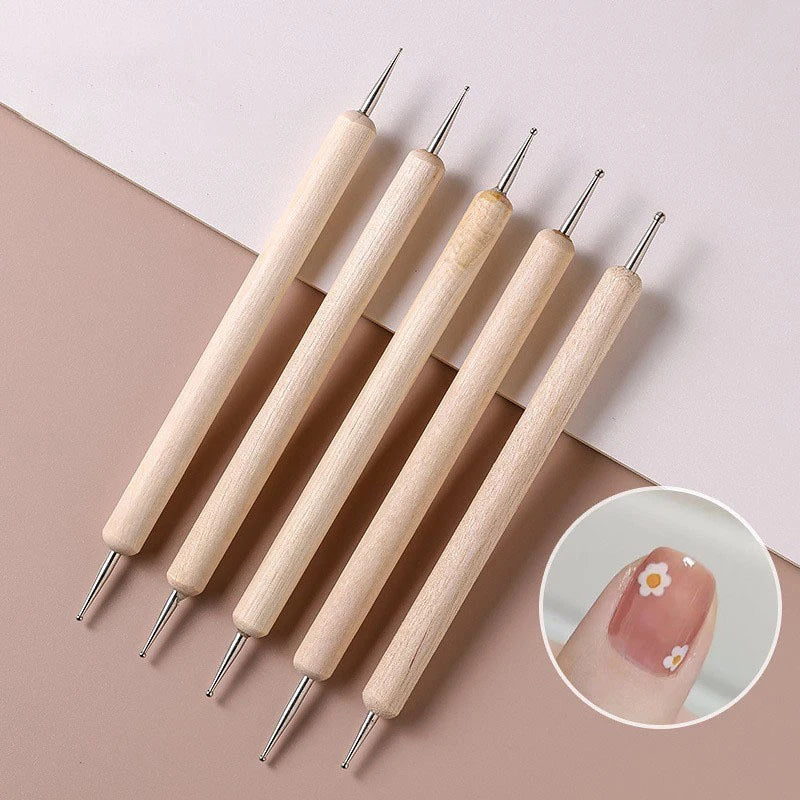 5-Piece Dual-Ended Nail Art Dotting Pen Set – Rhinestone Tool Nail Art Dotting Pens SWANS