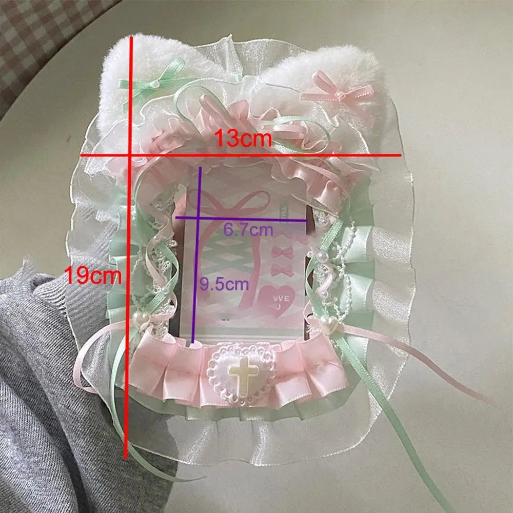 Sweet Plush Photocard Holder Lolita Ribbon Lace Anime Case Photocard Holder SWANS