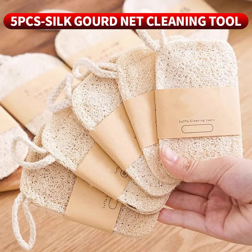 SWANS Natural Loofah Sponge – Eco Kitchen Scrubber 1/5/10 Pack Kitchen Loofah Scrubber SWANS 5 PCS