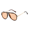 TOYEARN Vintage Pilot Sunglasses UV400 Big Frame Unisex Pilot Sunglasses SWANS Brown Champagne