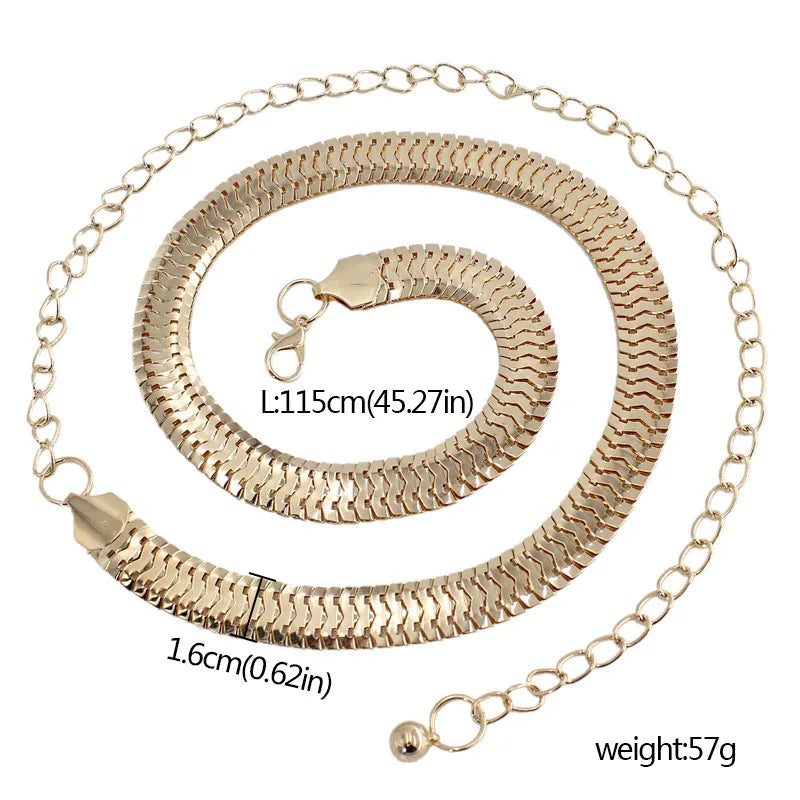 FAITOLAGI Gold Metal Waist Chain Belt – Women's Fashion Metal Waist Chain Belt SWANS
