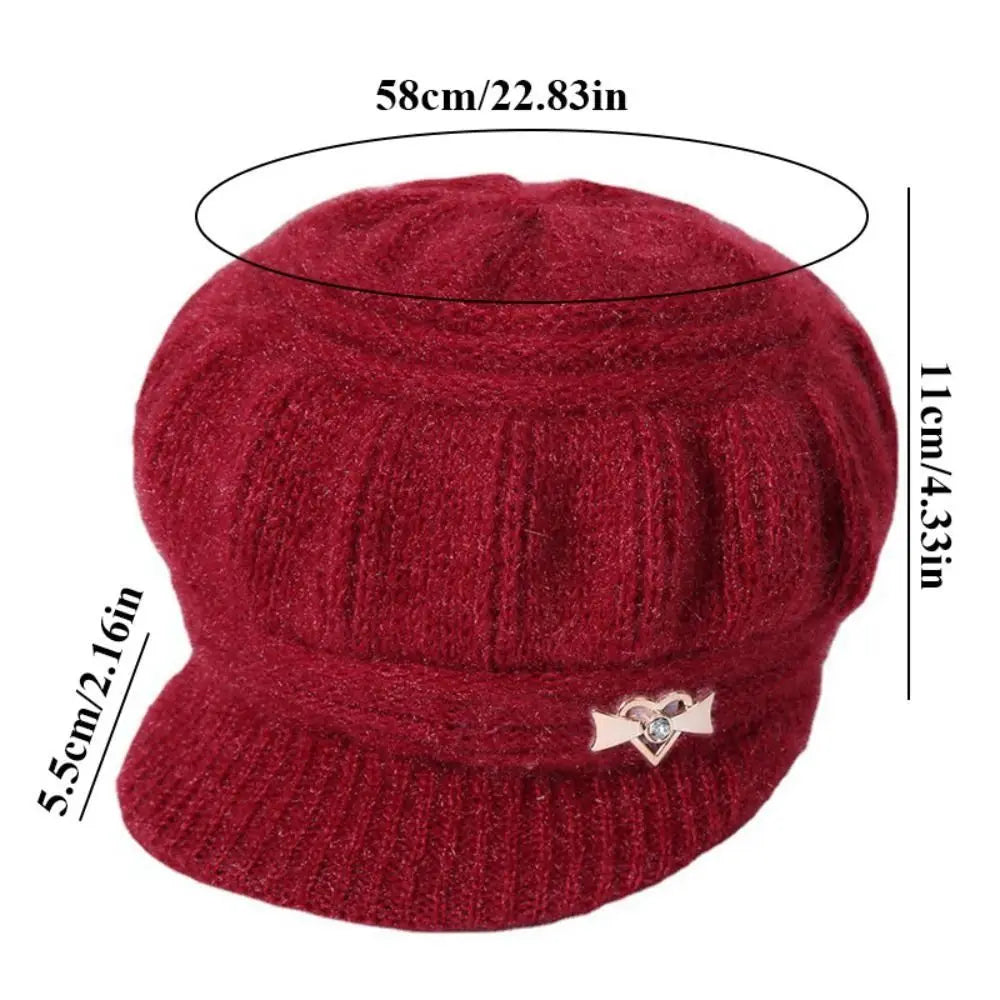 Women's Double Layer Knitted Beret Visor Hat – Windproof Knitted Beret Hat SWANS