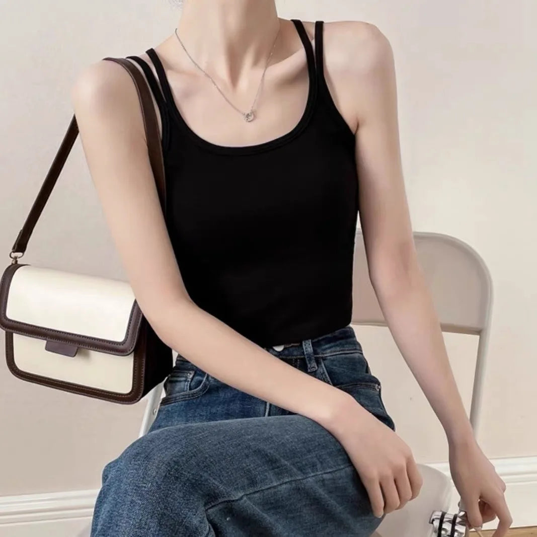 Women's Padded Camisole Tank Top – Seamless Bralette Vest Padded Camisole Top SWANS
