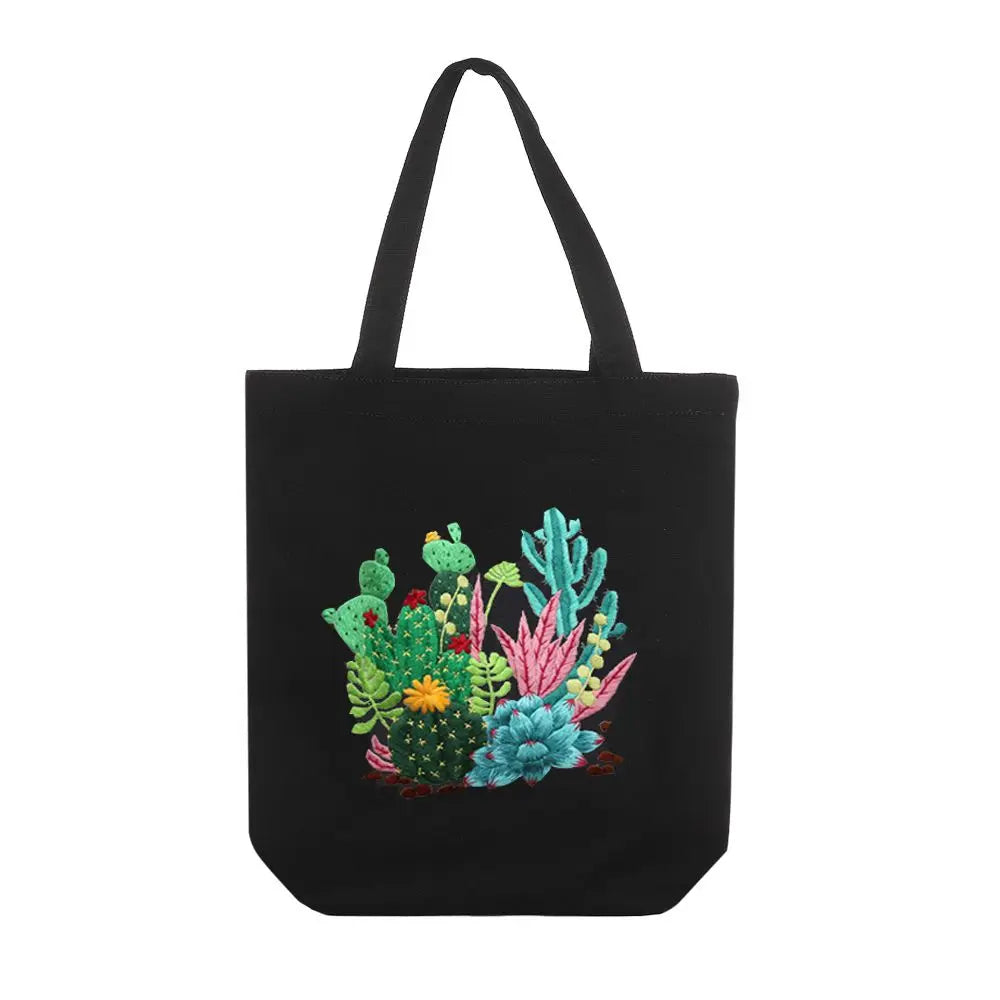 Flower Embroidery Kit with Canvas Tote Bag – Beginner DIY Embroidery Craft Kit SWANS 16